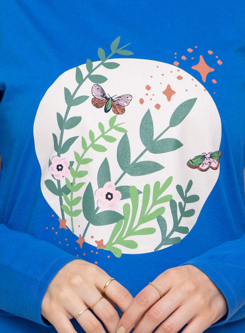 Royal Blue Printed Long - Sleeve Design 36 - Khotwh